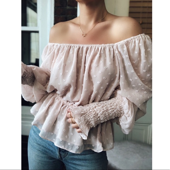 Last 1✨Malika Swiss Dot Puff Sleeve Top - Pink - Picture 6 of 8